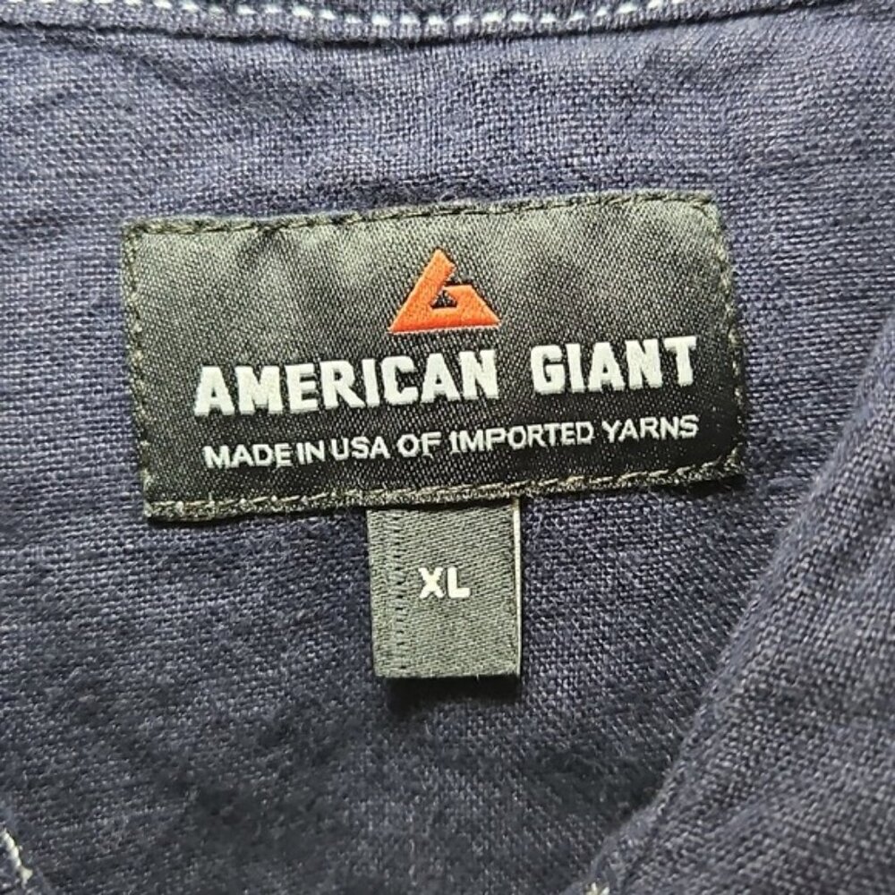 American Giant 100% Linen Button Up Casual Short Sleeve Collared Shirt XL New - Picture 3 of 5